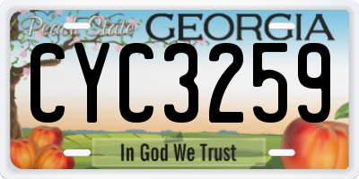GA license plate CYC3259