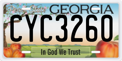 GA license plate CYC3260
