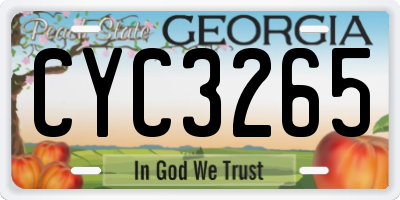 GA license plate CYC3265