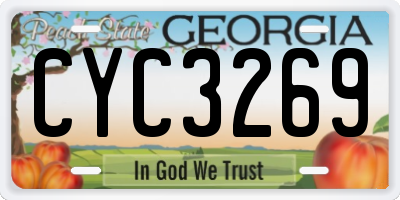 GA license plate CYC3269