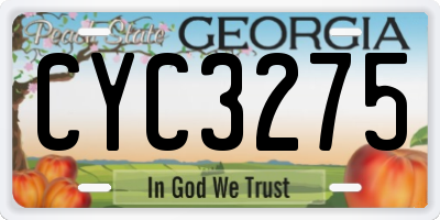 GA license plate CYC3275