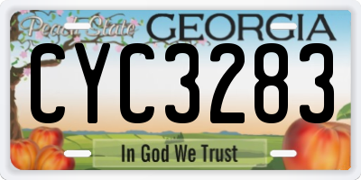 GA license plate CYC3283