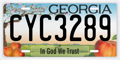 GA license plate CYC3289