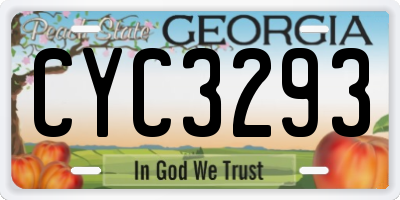 GA license plate CYC3293