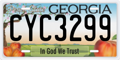 GA license plate CYC3299