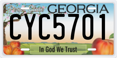 GA license plate CYC5701
