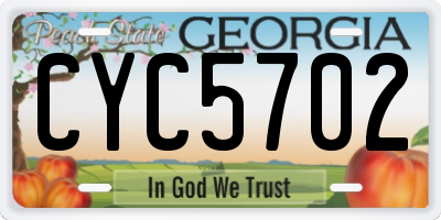 GA license plate CYC5702