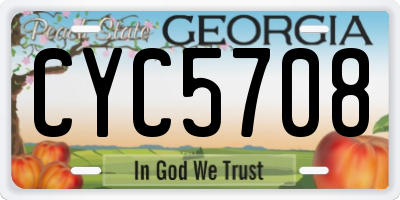GA license plate CYC5708