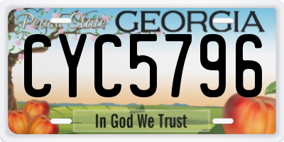 GA license plate CYC5796