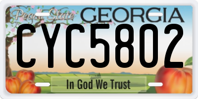 GA license plate CYC5802