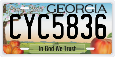 GA license plate CYC5836