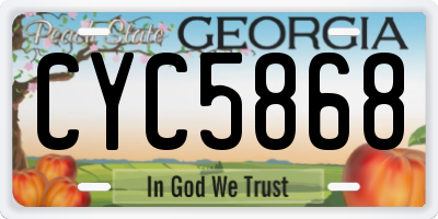 GA license plate CYC5868