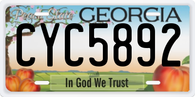 GA license plate CYC5892