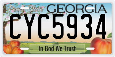 GA license plate CYC5934