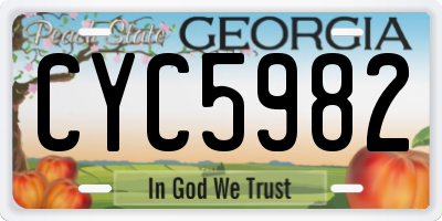 GA license plate CYC5982