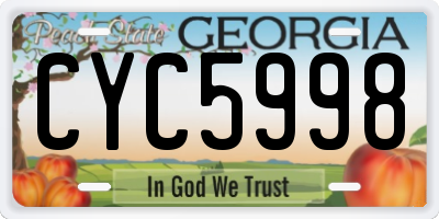 GA license plate CYC5998