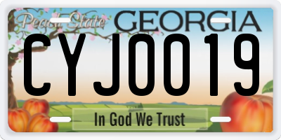 GA license plate CYJ0019