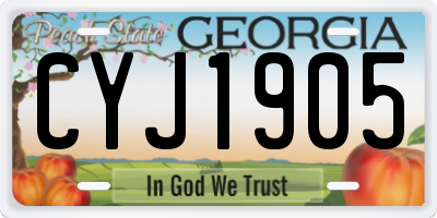 GA license plate CYJ1905
