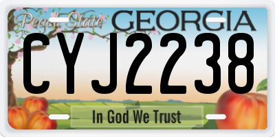 GA license plate CYJ2238