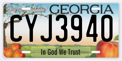 GA license plate CYJ3940