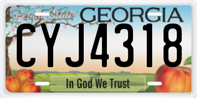 GA license plate CYJ4318