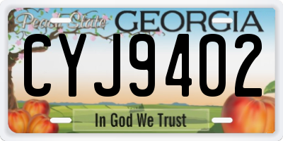 GA license plate CYJ9402