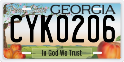 GA license plate CYK0206
