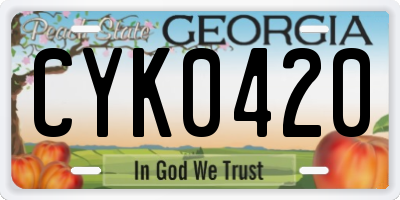GA license plate CYK0420