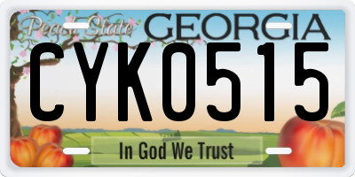 GA license plate CYK0515