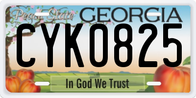 GA license plate CYK0825