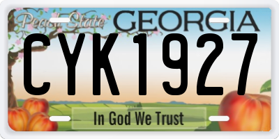 GA license plate CYK1927