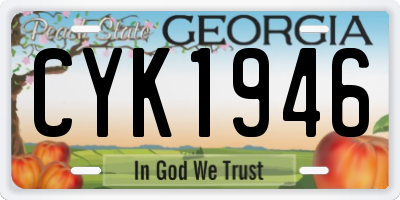 GA license plate CYK1946