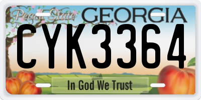GA license plate CYK3364
