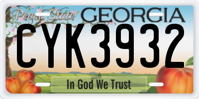GA license plate CYK3932