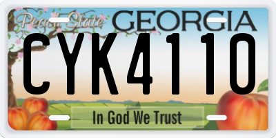 GA license plate CYK4110