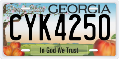GA license plate CYK4250