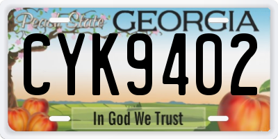 GA license plate CYK9402