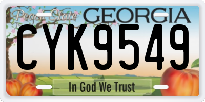 GA license plate CYK9549