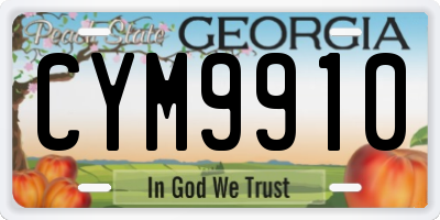 GA license plate CYM9910