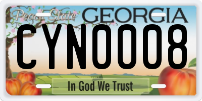 GA license plate CYN0008