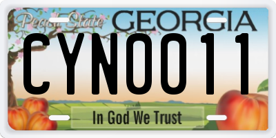 GA license plate CYN0011
