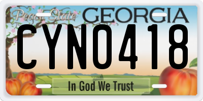GA license plate CYN0418