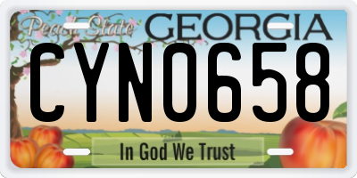 GA license plate CYN0658