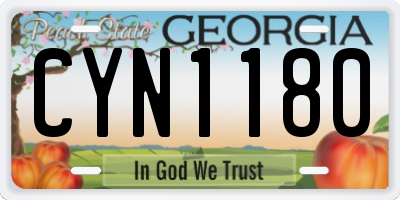 GA license plate CYN1180