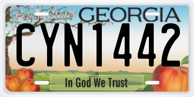 GA license plate CYN1442