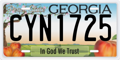 GA license plate CYN1725