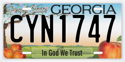 GA license plate CYN1747