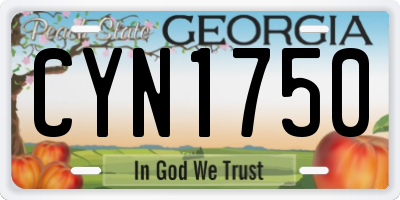 GA license plate CYN1750