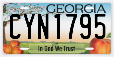 GA license plate CYN1795