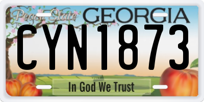 GA license plate CYN1873
